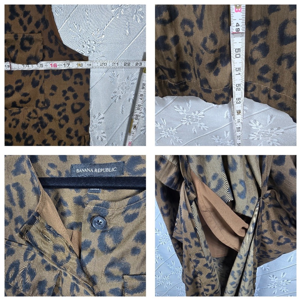 Banana Republic Dress Woman Small Midi Leopard Print Sleeveless Button Front - Picture 4 of 9